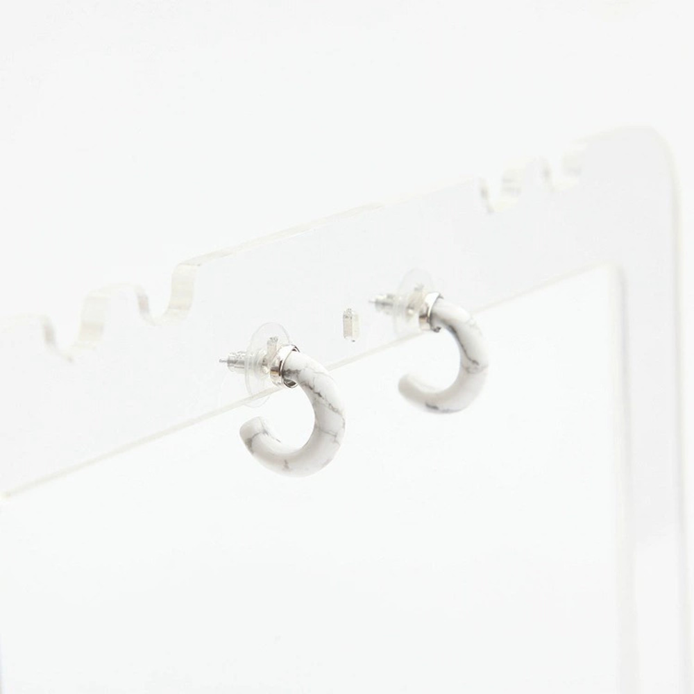 Kendra Scott White Gold White Vein Stone Small Stud Earrings